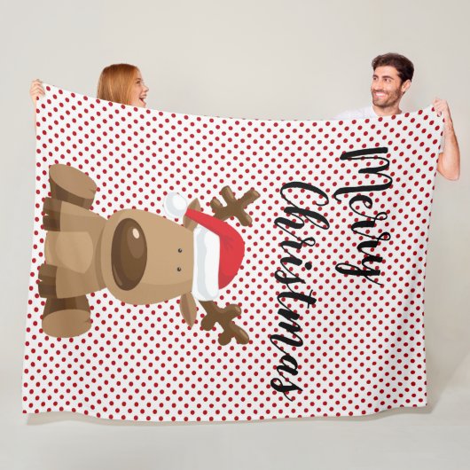 Kerst Fleece Gooi Rendier Polka Dot Polkadot Deken (In situ)