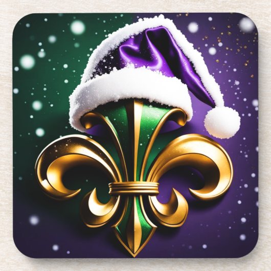 Kerst Fleur De Lis Design Bier Onderzetter (Voorkant)