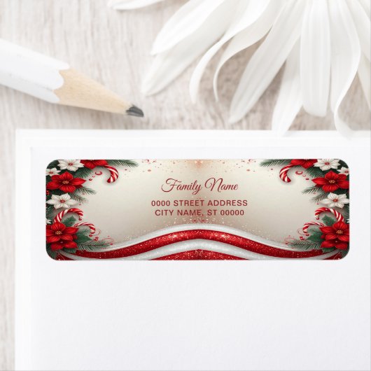 Kerst Floral Candy Canes Retour Adres Label (Insitu)