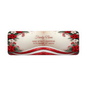 Kerst Floral Candy Canes Retour Adres Label (Voorkant)