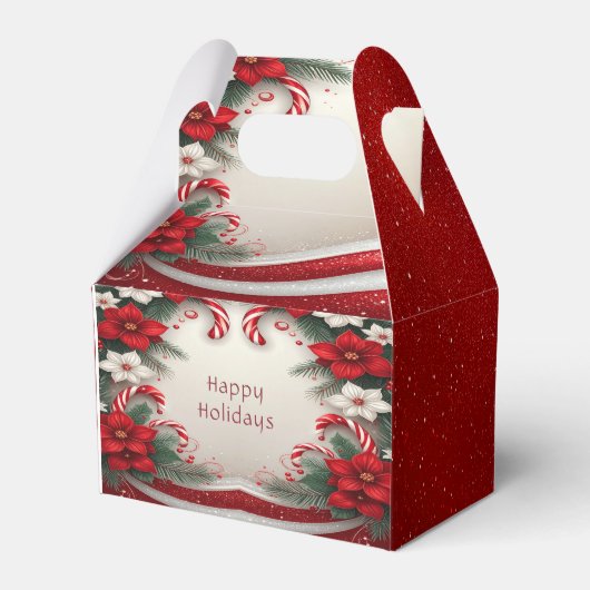 Kerst Floral Candy Canes Vakantie Cadeaubox Bedankdoosjes (Voorkant Zijde)