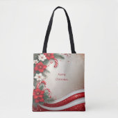 Kerst Floral Candy Canes Vakantie Canvas tas (Voorkant)