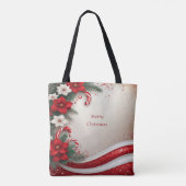Kerst Floral Candy Canes Vakantie Canvas tas (Achterkant)