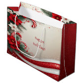 Kerst Floral Candy Canes Vakantie Gift Bag Groot Cadeauzakje (Voorkant Gekanteld)