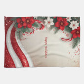 Kerst Floral Candy Canes Vakantie Keuken Handdoek (Horizontaal)