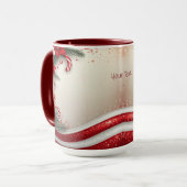 Kerst Floral Candy Canes Vakantie Mok (Voorkant links)