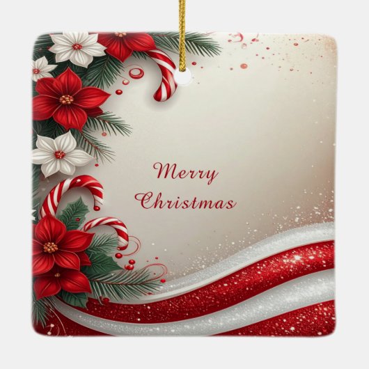 Kerst Floral Candy Canes Vakantie Ornament (Achterkant)