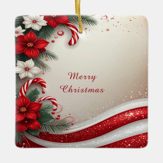 Kerst Floral Candy Canes Vakantie Ornament (Voorkant)