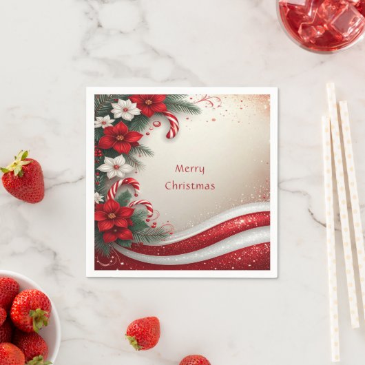 Kerst Floral Candy Canes Vakantie servet (Insitu)