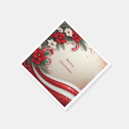 Kerst Floral Candy Canes Vakantie servet (Hoek)