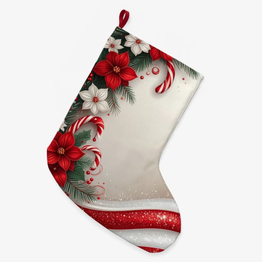 Kerst Floral Candy Canes Vakantie Stocking Grote Kerstsok (Voorkant (Hangend))