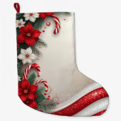 Kerst Floral Candy Canes Vakantie Stocking Grote Kerstsok (Voorkant)