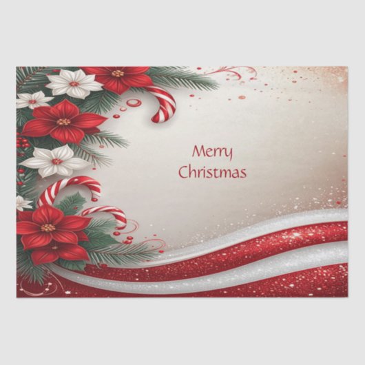 Kerst Floral Candy Canes Vakantie Tissue Papier (Voorkant)
