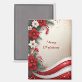 Kerst Floral Candy Canes Vakantiemagnet Magneet (Voorkant / Achterkant)