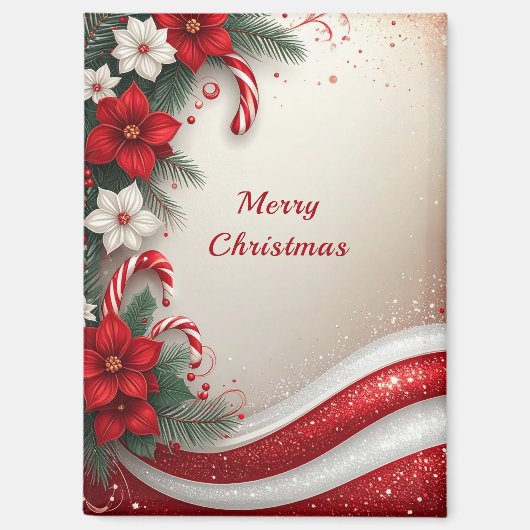 Kerst Floral Candy Canes Vakantiemagnet Magneet (Voorkant)