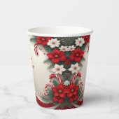 Kerst Floral Candy Canes Vakantiepapier Cups Papieren Bekers (Achterkant)