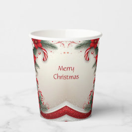 Kerst Floral Candy Canes Vakantiepapier Cups Papieren Bekers