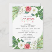 Kerst  Floral Corporate Christmas Party Kaart (Voorkant)