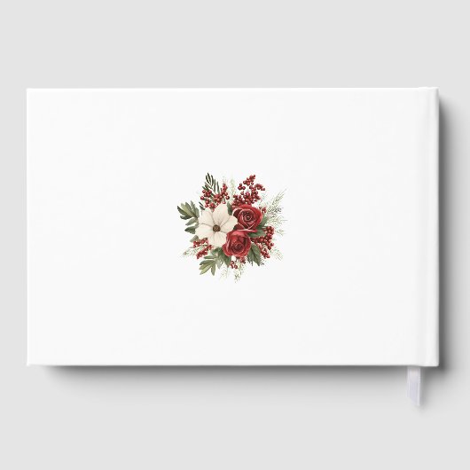 Kerst Floral Crest Monogram Huwelijk Gastenboek (Achterkant)