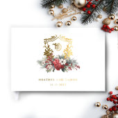 Kerst Floral Crest Monogram Huwelijk Gastenboek