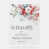 Kerst Floral Elegant Vrijgezellenfeest Welkom Acryl Bord (Voorkant)