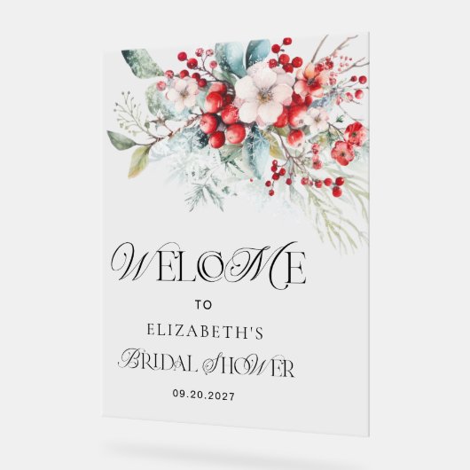 Kerst Floral Elegant Vrijgezellenfeest Welkom Acryl Bord (Hoek)