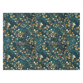 Kerst Floral Goud, Wit met rode bessen Tafelkleed