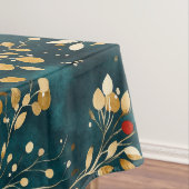 Kerst Floral Goud, Wit met rode bessen Tafelkleed (Voorbeeld)