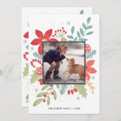 Kerst Floral met Kerstman | Foto Kerstkaart (Voorkant / Achterkant)