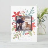 Kerst Floral met Kerstman | Foto Kerstkaart (Staand voorkant)