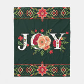 Kerst floral rand JOY Fleece Deken (Voorkant)