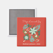 Kerst Florale Feestdagen Magneet (Voorkant / Achterkant)