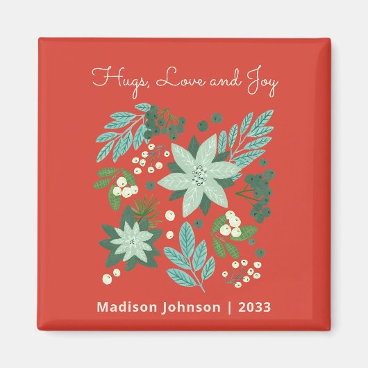 Kerst Florale Feestdagen Magneet (Voorkant)
