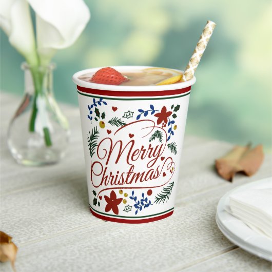 Kerst Florale Kerst Papier Bekers (Insitu)