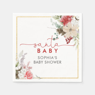 Kerst Florale Santa Baby Shower Servetten