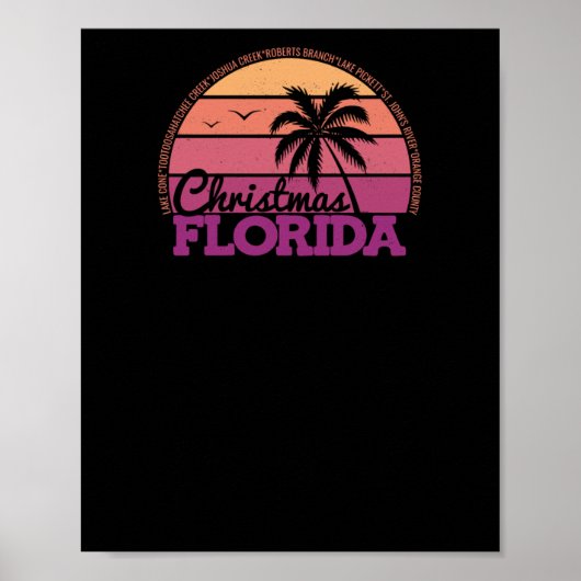 Kerst Florida Retro Sunset Lokale Pride Logo St Poster (Voorkant)