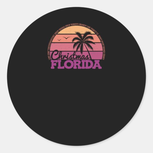 Kerst Florida Retro Sunset Lokale Pride Logo St Ronde Sticker (Voorkant)