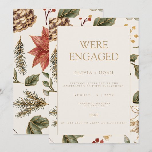 Kerst Foliage Engagement Party Uitnodiging (Voorkant / Achterkant)