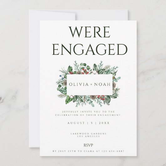 Kerst Foliage Engagement Party Uitnodiging (Voorkant)