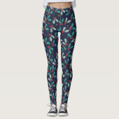 Kerst Foliage Naadloos Patroon Leggings (Voorkant)
