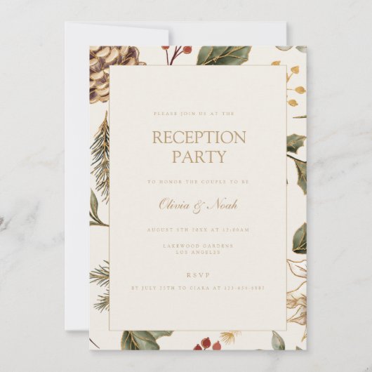 Kerst Foliage Receptie Uitnodiging Kaart (Voorkant)