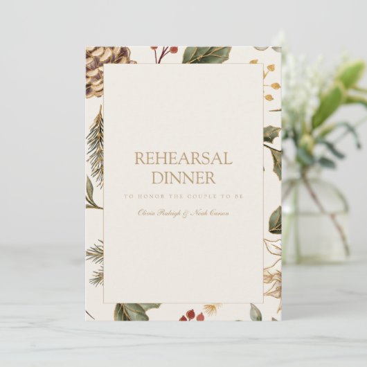 Kerst Foliage repetitie diner uitnodiging (Staand voorkant)