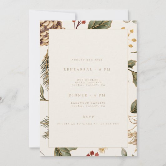 Kerst Foliage repetitie diner uitnodiging (Achterkant)