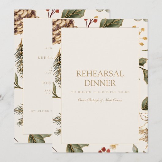 Kerst Foliage repetitie diner uitnodiging (Voorkant / Achterkant)