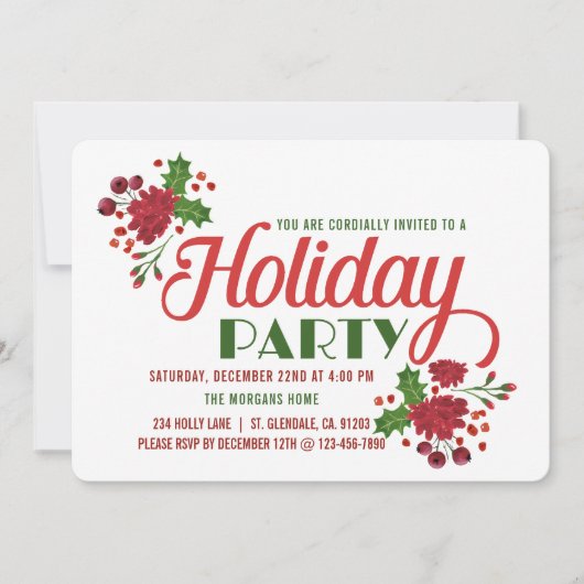 Kerst Foliage Rood en Groen Kerstfeest Kaart (Voorkant)