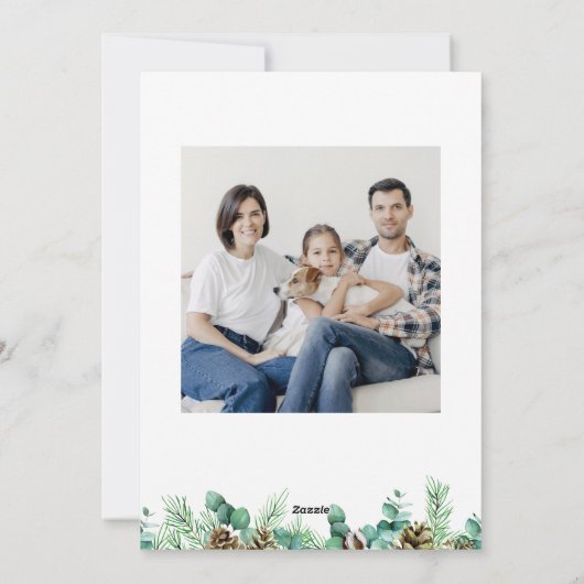 Kerst Foliage Season's Groeten Wit Foto Feestdagenkaart (Achterkant)