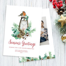 Kerst Foliage Season's Groeten Wit Foto