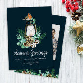 Kerst Foliage Season's Groeten Wit Foto Feestdagenkaart