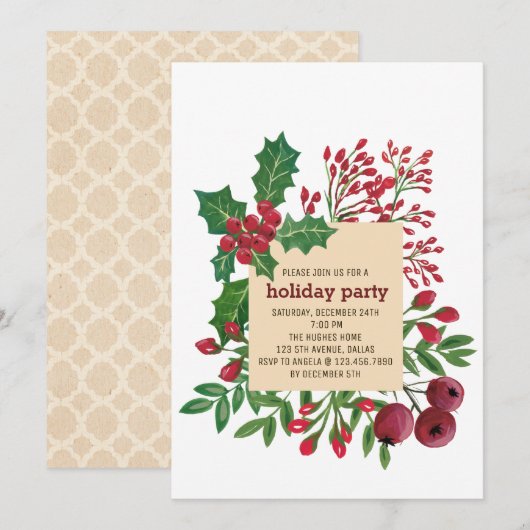 Kerst Foliage Vakantie Party Kaart (Voorkant / Achterkant)