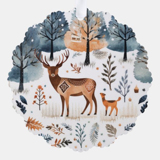 Kerst Folk Art Herten Ornament Kaart (Achterkant)